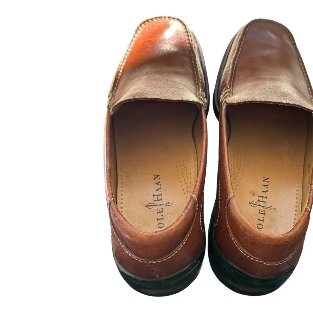 Cole Haan Loafers Mens 9.5M Brown Good Nike Air Leather Slip On‎ Moc Toe Shoes